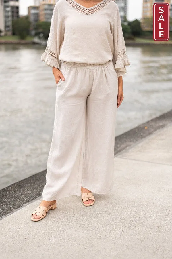 Linen Lace Trim Top