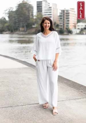 Linen Lace Trim Top