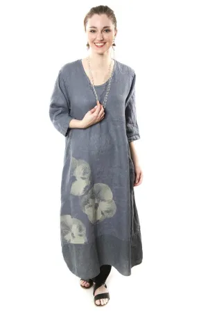 Linen Striped Dress Graycious Blue Printed