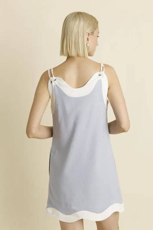 Linen Wave Hem Mini Dress