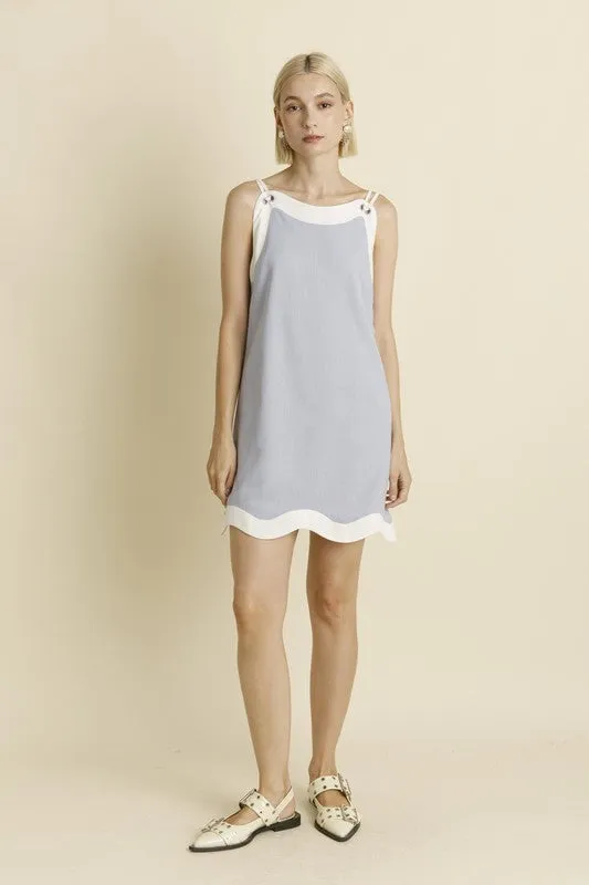 Linen Wave Hem Mini Dress