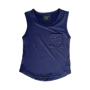 Little Bipsy Star Pocket Bamboo Tank - Navy