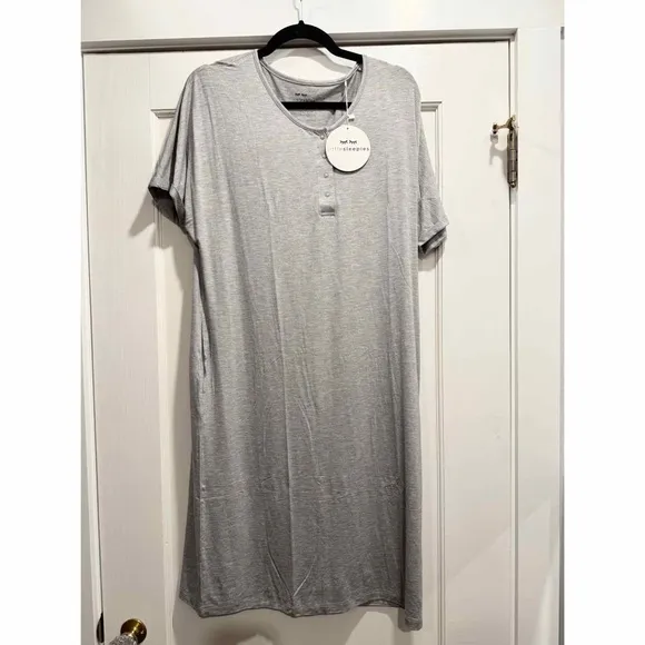 Little Sleepies Heather Gray Women’s Caftan Bamboo Night Gown sleep Dress Medium