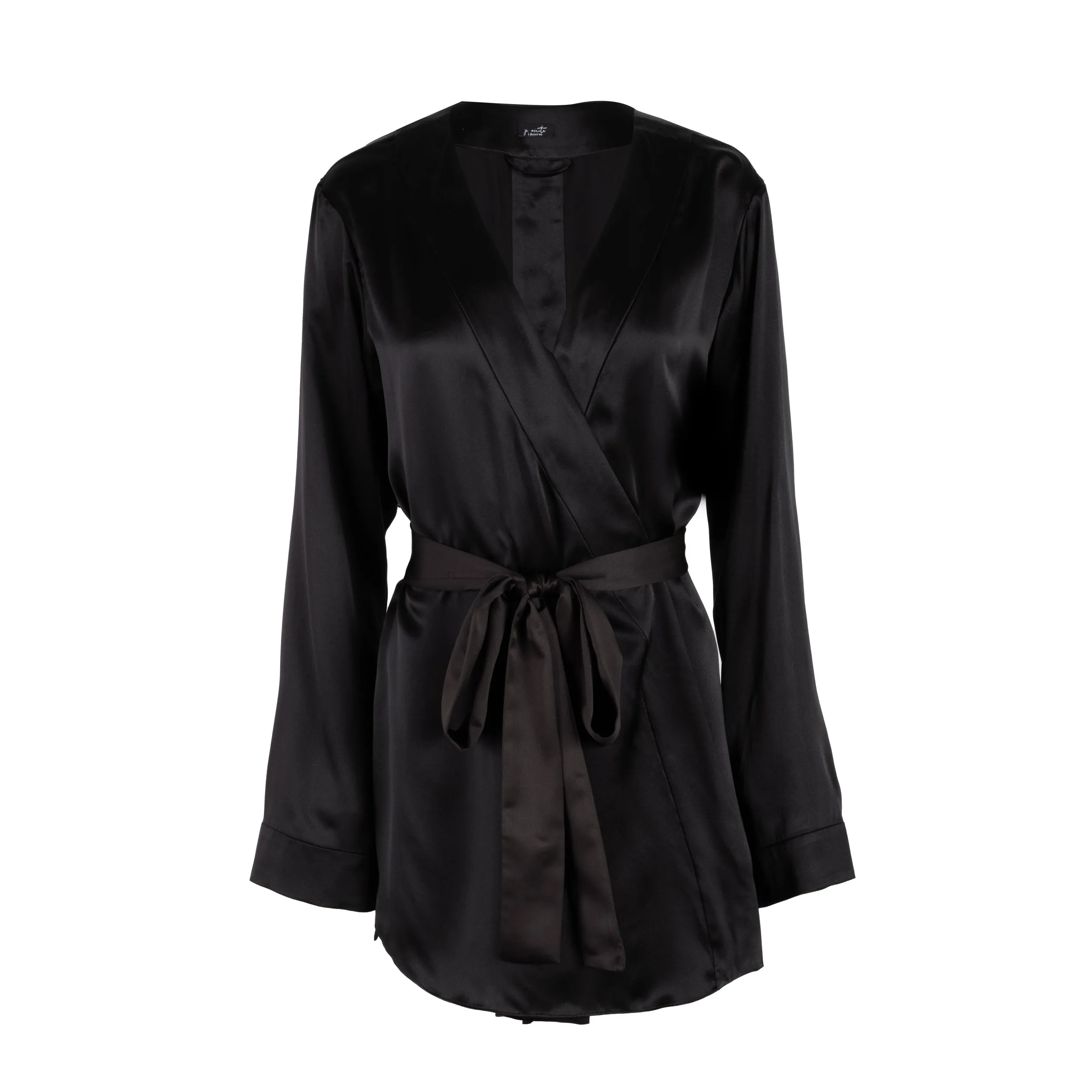 LOLA SILK SHORT ROBE & SHORT IN NOIRE