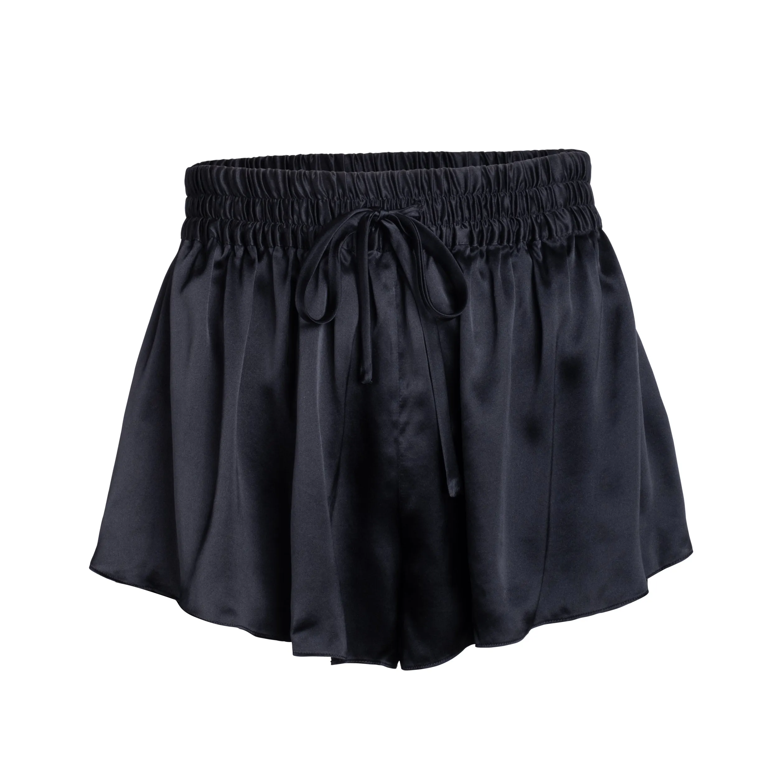 LOLA SILK SHORT ROBE & SHORT IN NOIRE
