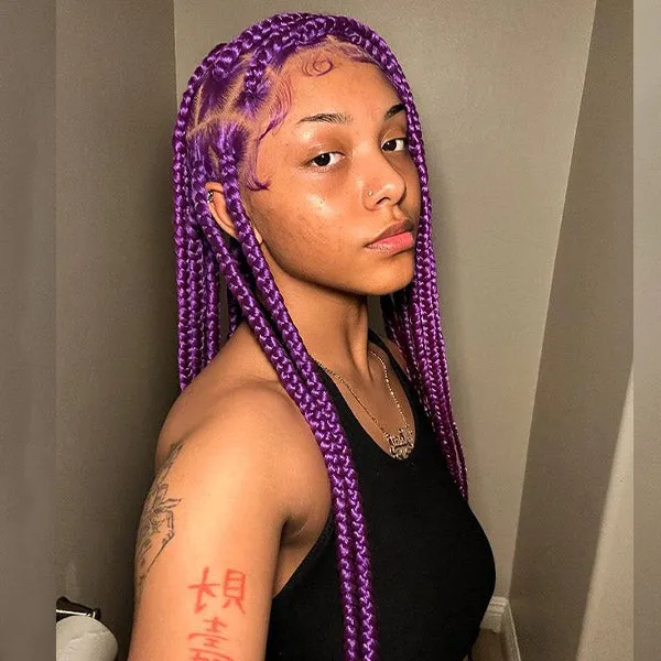 Long Knotless Classic Box Braid Synthetic Lace Front Wig Natural And Easy To Wear
