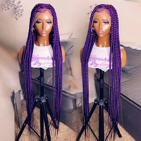 Long Knotless Classic Box Braid Synthetic Lace Front Wig Natural And Easy To Wear