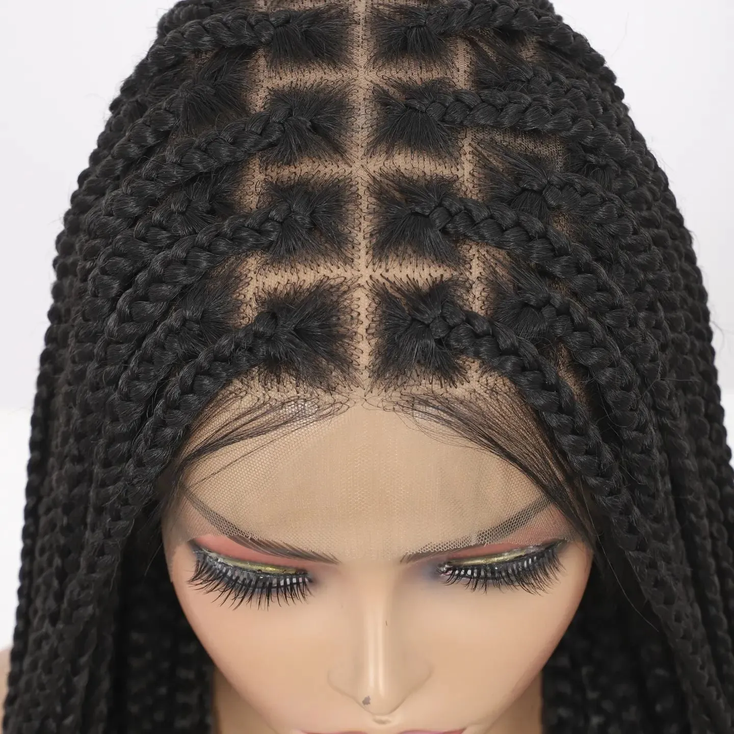 Long Knotless Classic Box Braid Synthetic Lace Front Wig Natural And Easy To Wear