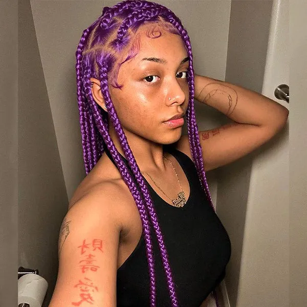Long Knotless Classic Box Braid Synthetic Lace Front Wig Natural And Easy To Wear