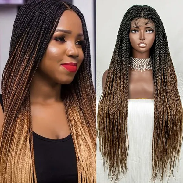 Long Knotless Classic Box Braid Synthetic Lace Front Wig Natural And Easy To Wear