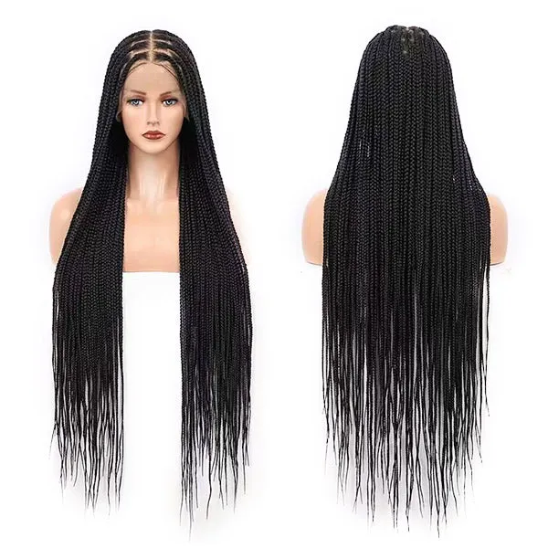 Long Knotless Classic Box Braid Synthetic Lace Front Wig Natural And Easy To Wear