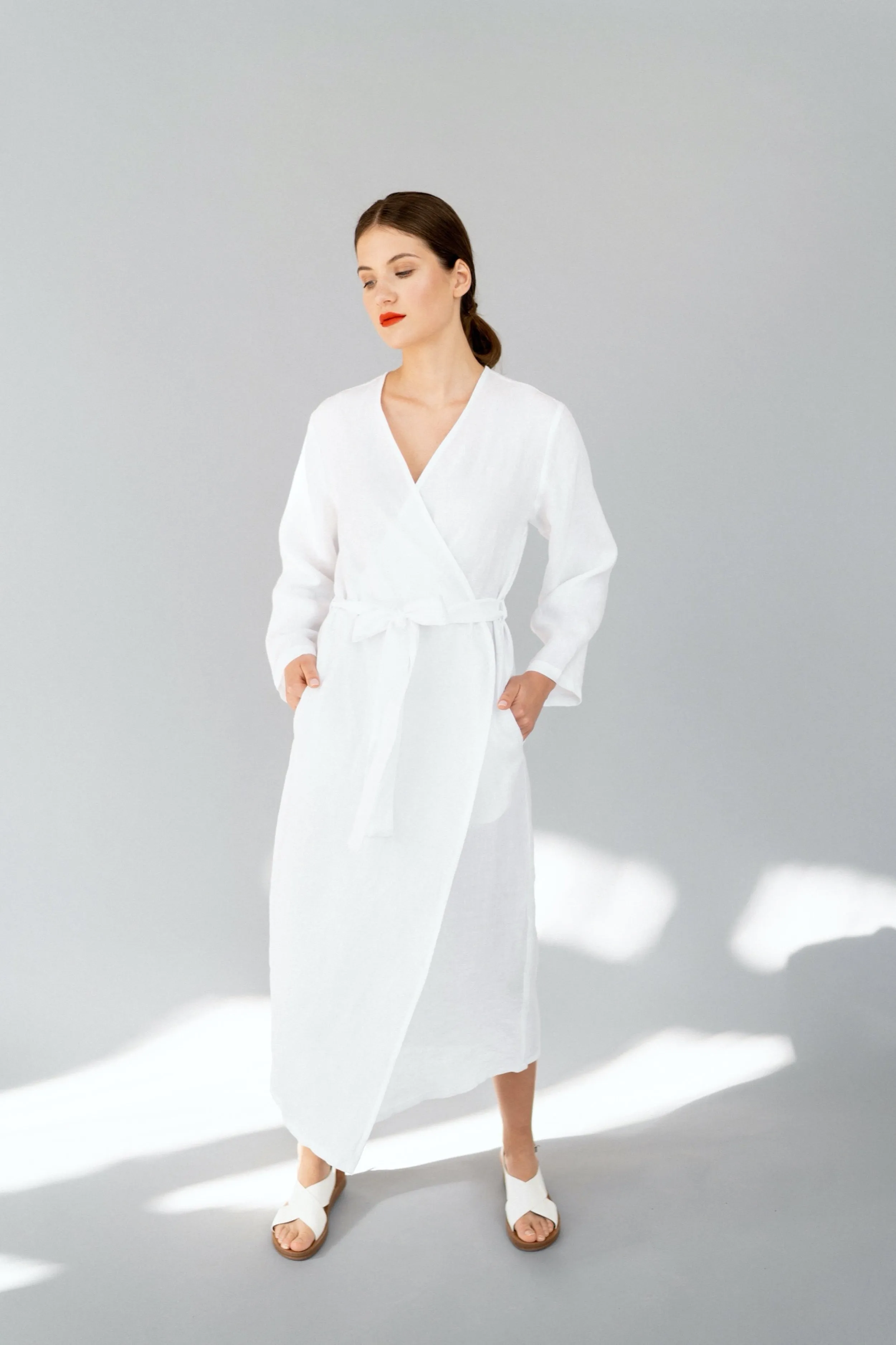 Long linen robe