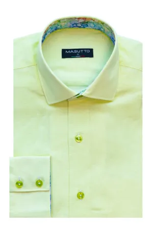 MASUTTO LIN/57 LINEN LONG SLEEVE BUTTON DOWN SHIRT