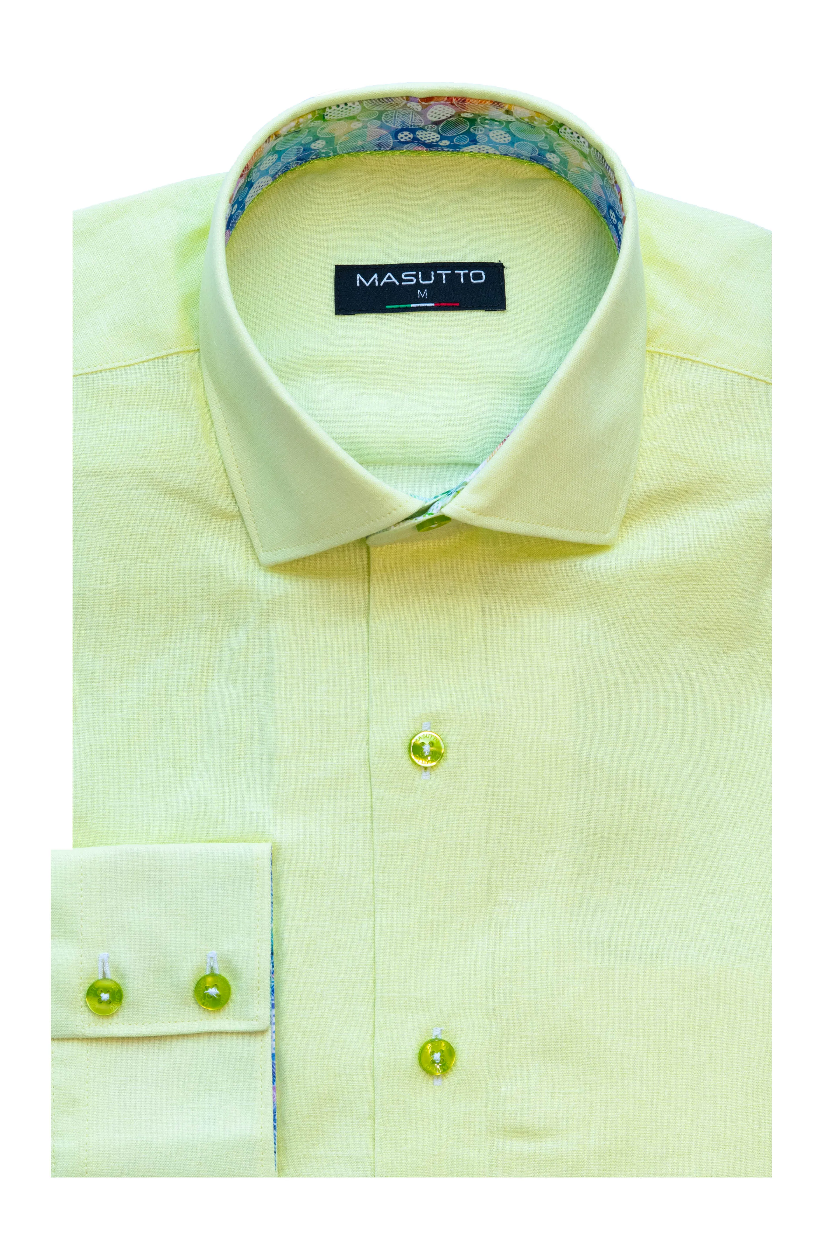 MASUTTO LIN/57 LINEN LONG SLEEVE BUTTON DOWN SHIRT