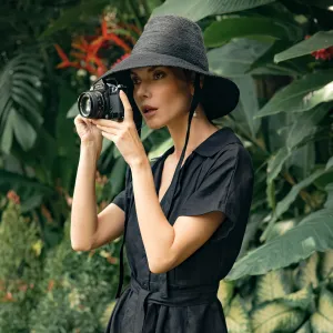 Meg Jute Straw Hat, in Black