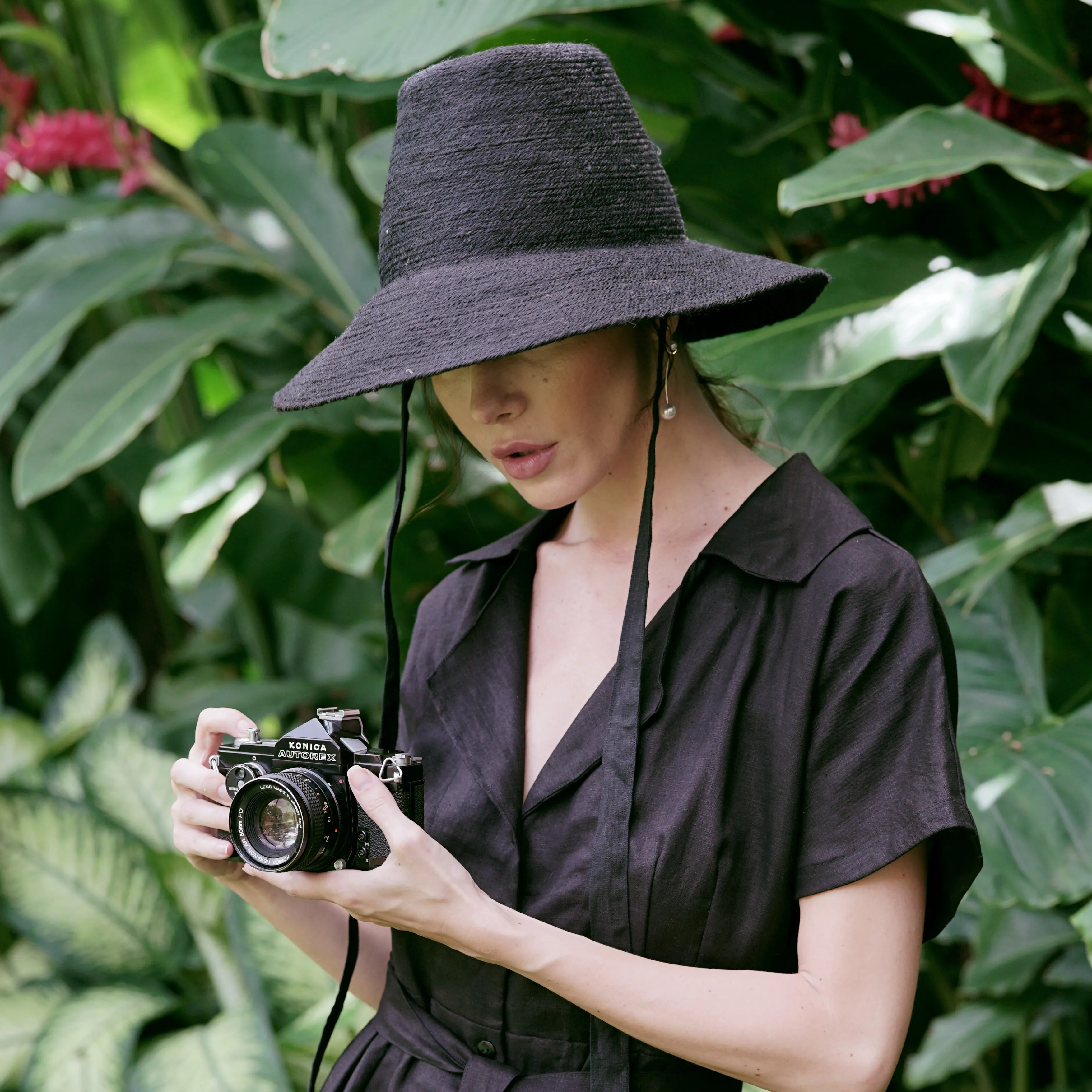 Meg Jute Straw Hat, in Black