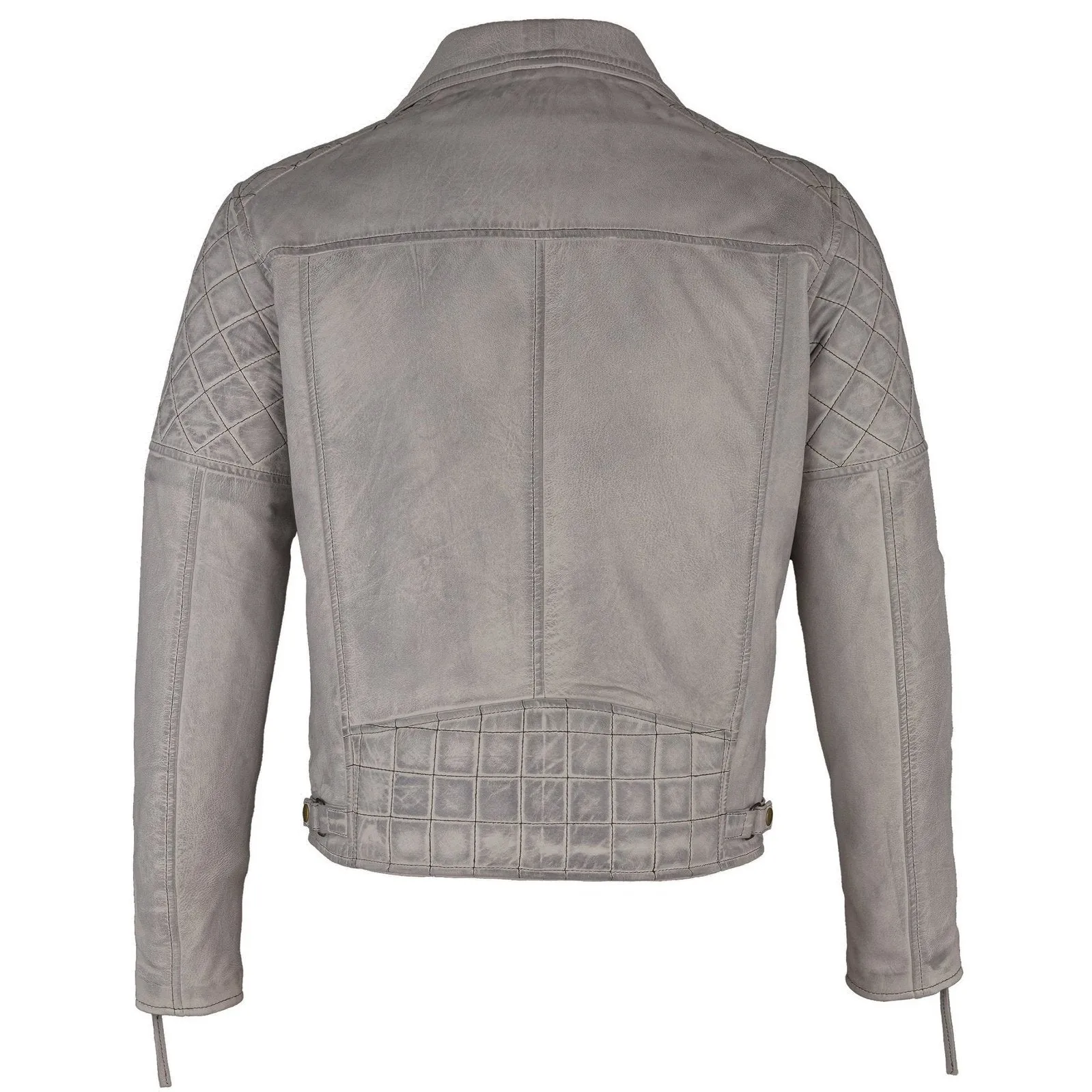 Mens Ashwood Diamond Vintage Grey Biker Style Leather Jacket