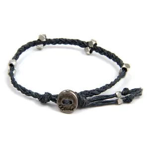 Mens Bodhi Seed and Silver Tiny Disc Bead Spacer on Brown Leather Bracelet