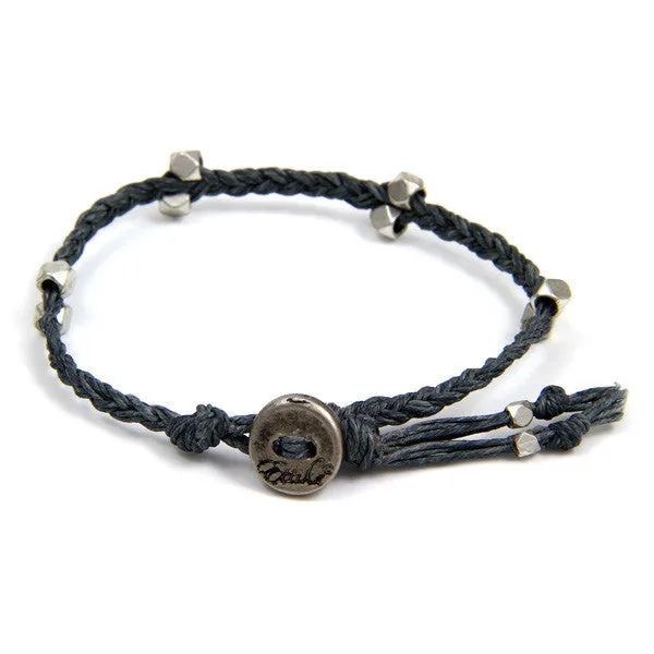 Mens Bodhi Seed and Silver Tiny Disc Bead Spacer on Brown Leather Bracelet