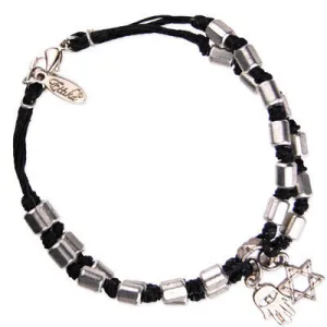 Mens Lava Beads and Collar Bead Bracelet with Accent Swirl Bead and Button Closure