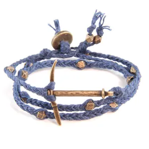 Mens Miner's Pick Ax Braided Denimk Irish Linen Wrap Around Bracelet