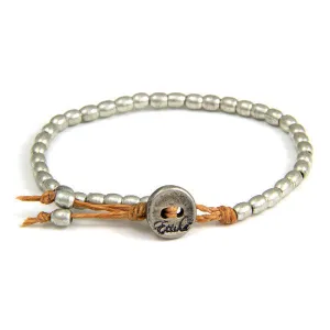 Mens Tiny Barrel Bead Bracelet on Butter Scotch Waxed Linen