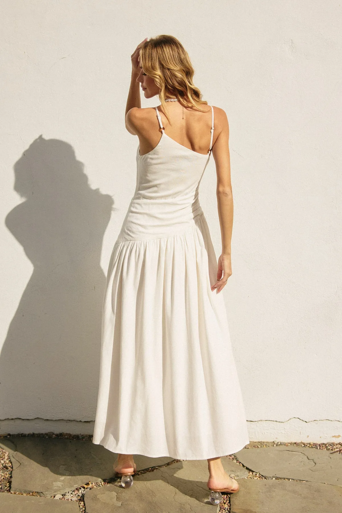 Merian Drop Waist Ruched Maxi Dress