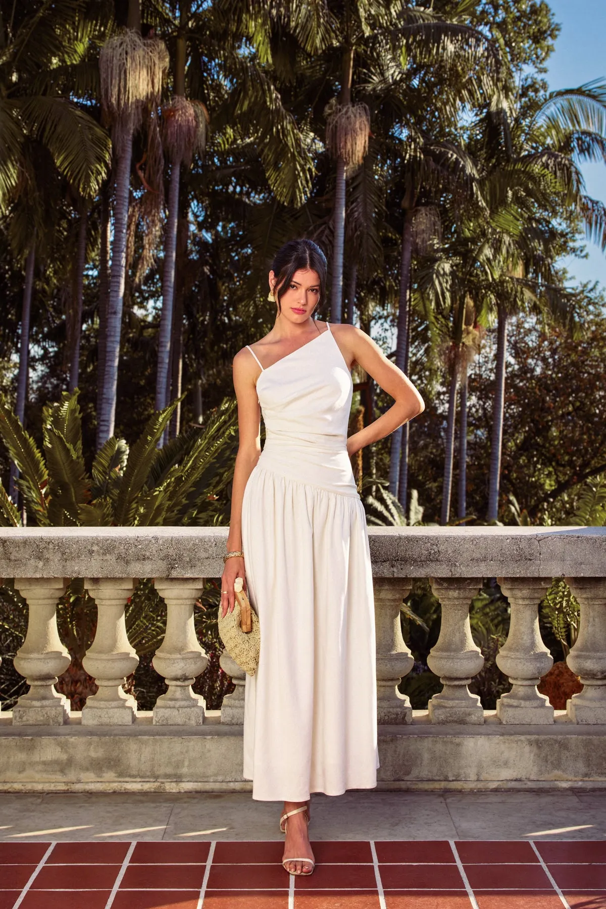 Merian Drop Waist Ruched Maxi Dress