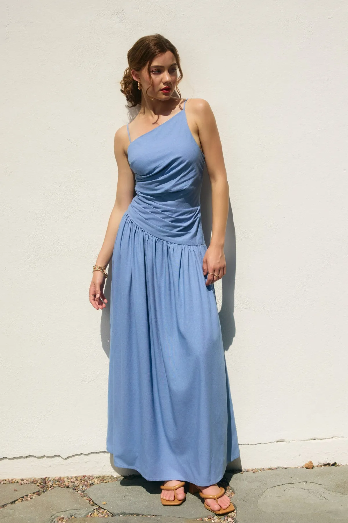 Merian Drop Waist Ruched Maxi Dress