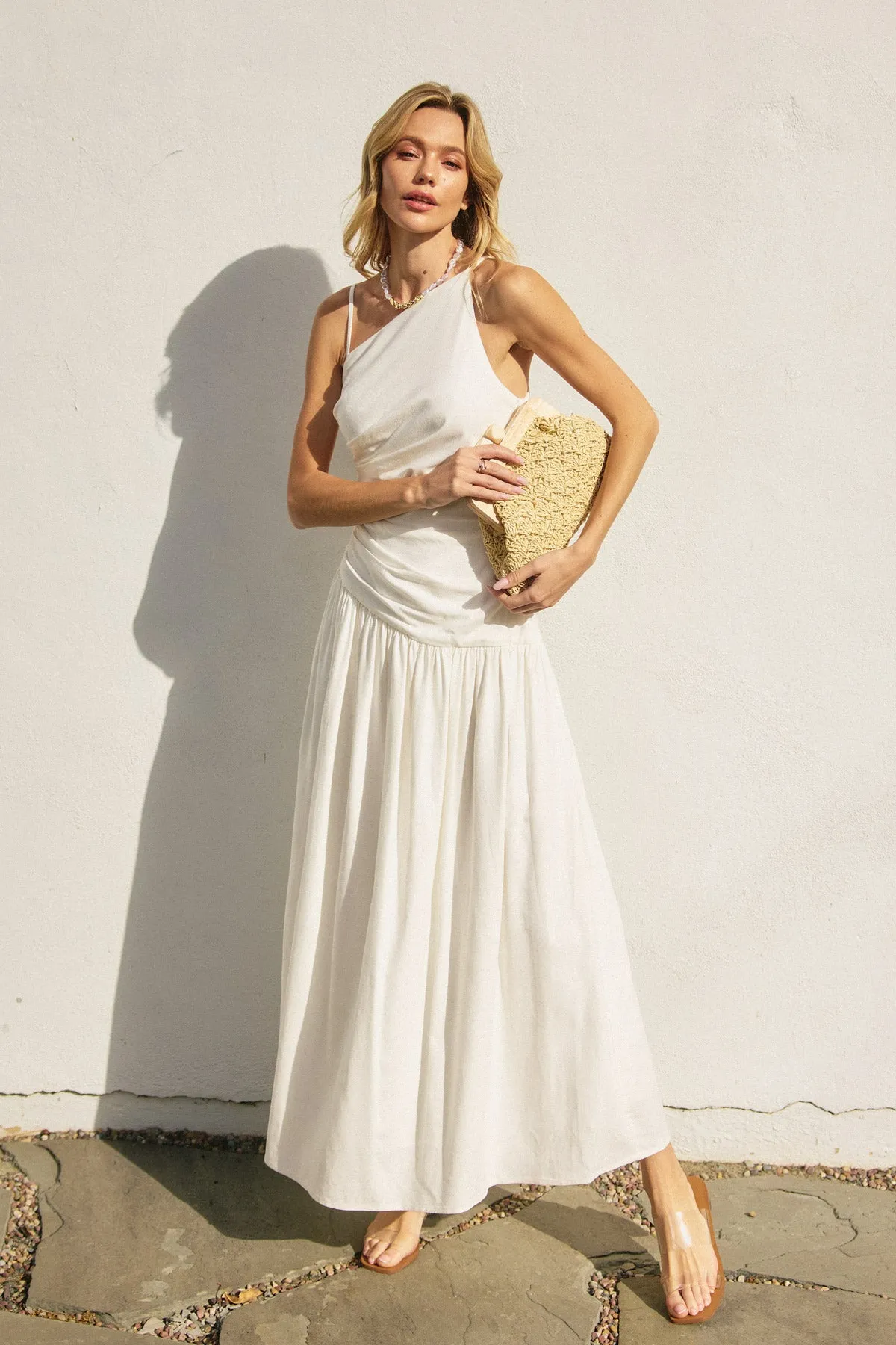 Merian Drop Waist Ruched Maxi Dress