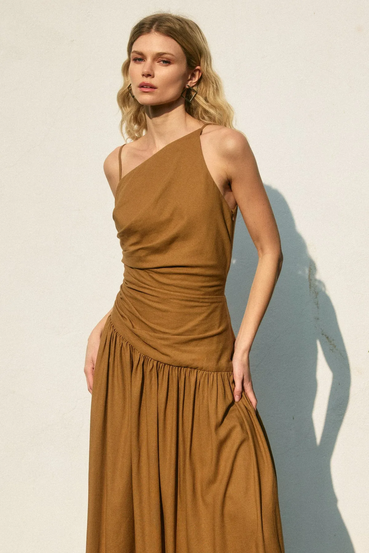 Merian Drop Waist Ruched Maxi Dress