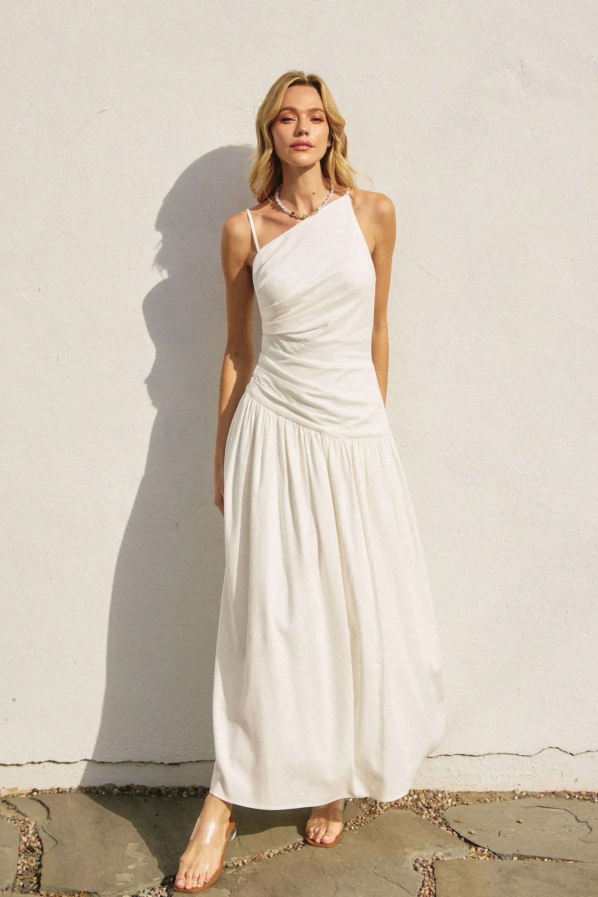 Merian Drop Waist Ruched Maxi Dress