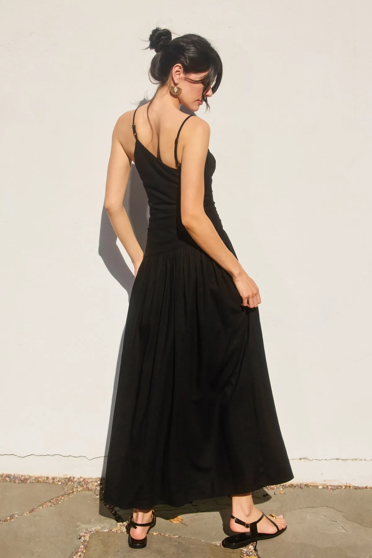 Merian Drop Waist Ruched Maxi Dress