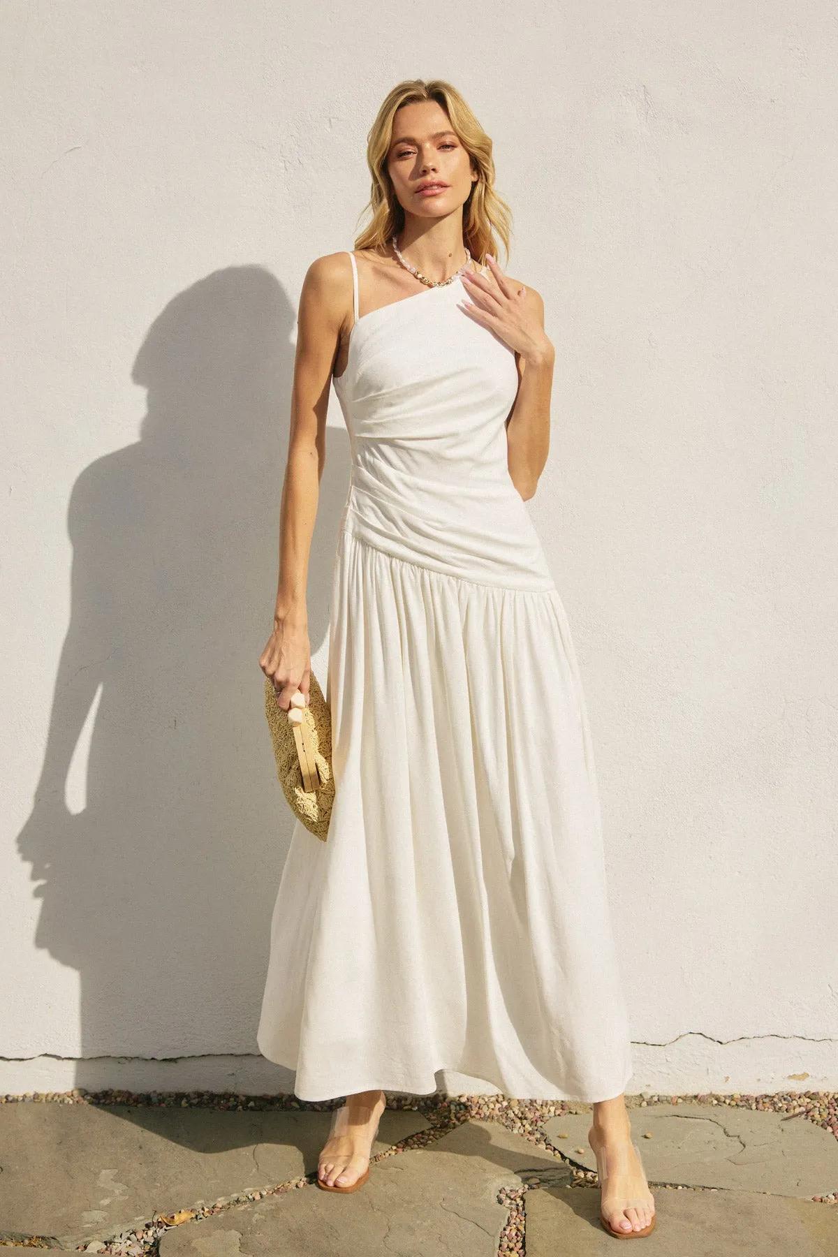 Merian Drop Waist Ruched Maxi Dress