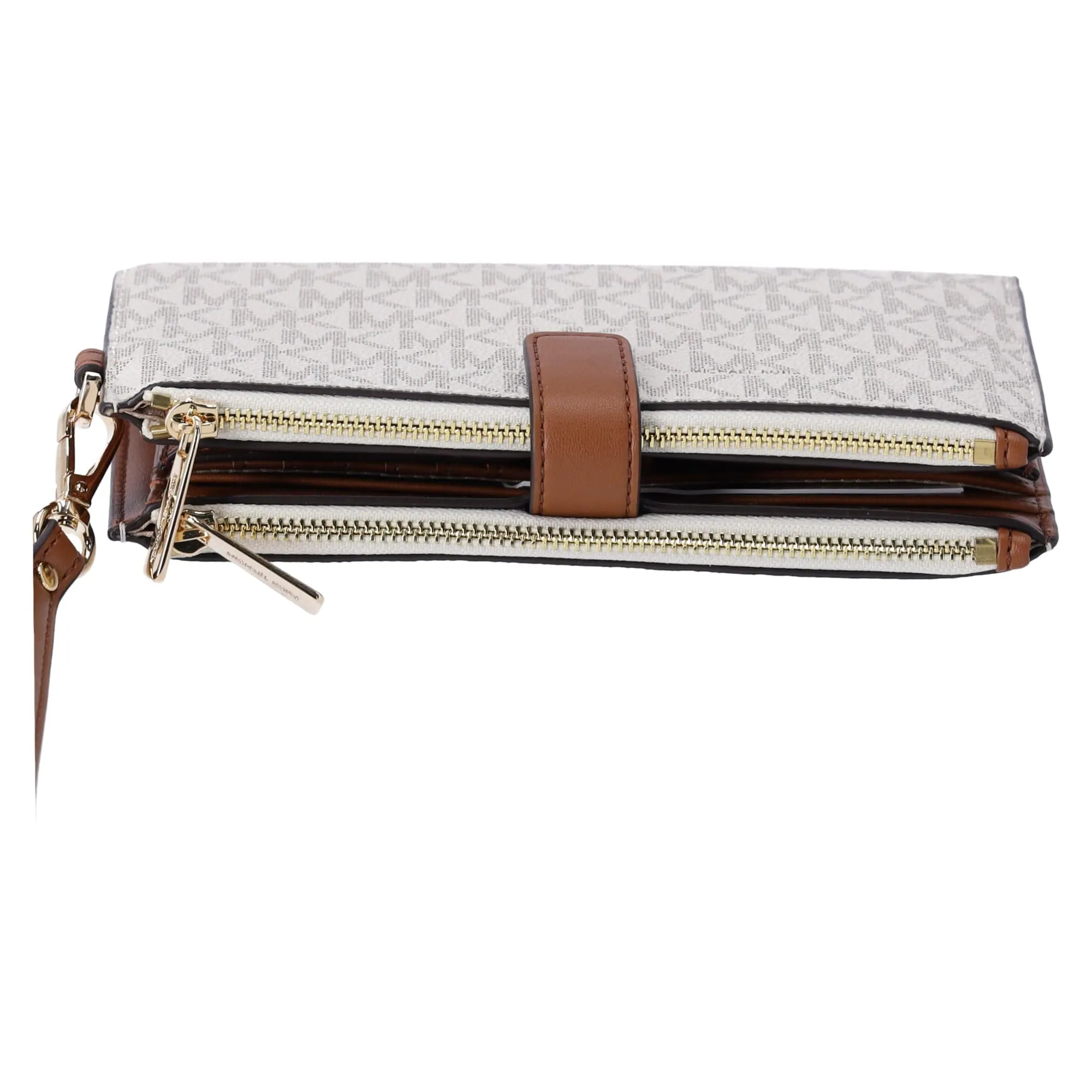 Michael Kors Jet Set Double Zip Wristlet Phone Wallet Vanilla MK