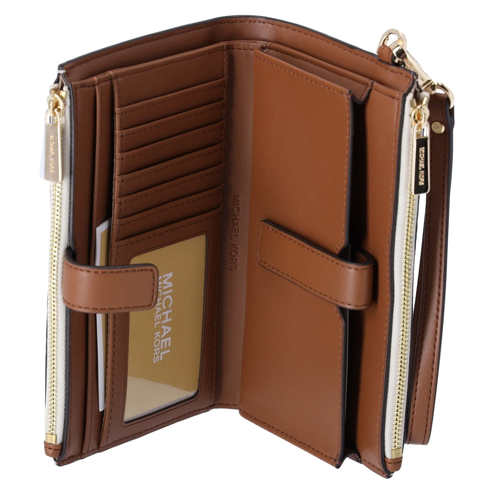 Michael Kors Jet Set Double Zip Wristlet Phone Wallet Vanilla MK