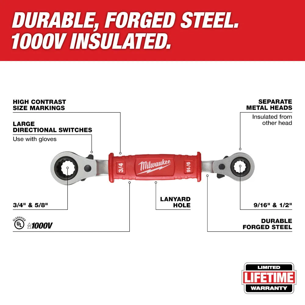 Milwaukee 48-22-9212 Lineman’s 4in1 Insulated Ratcheting Box Wrench