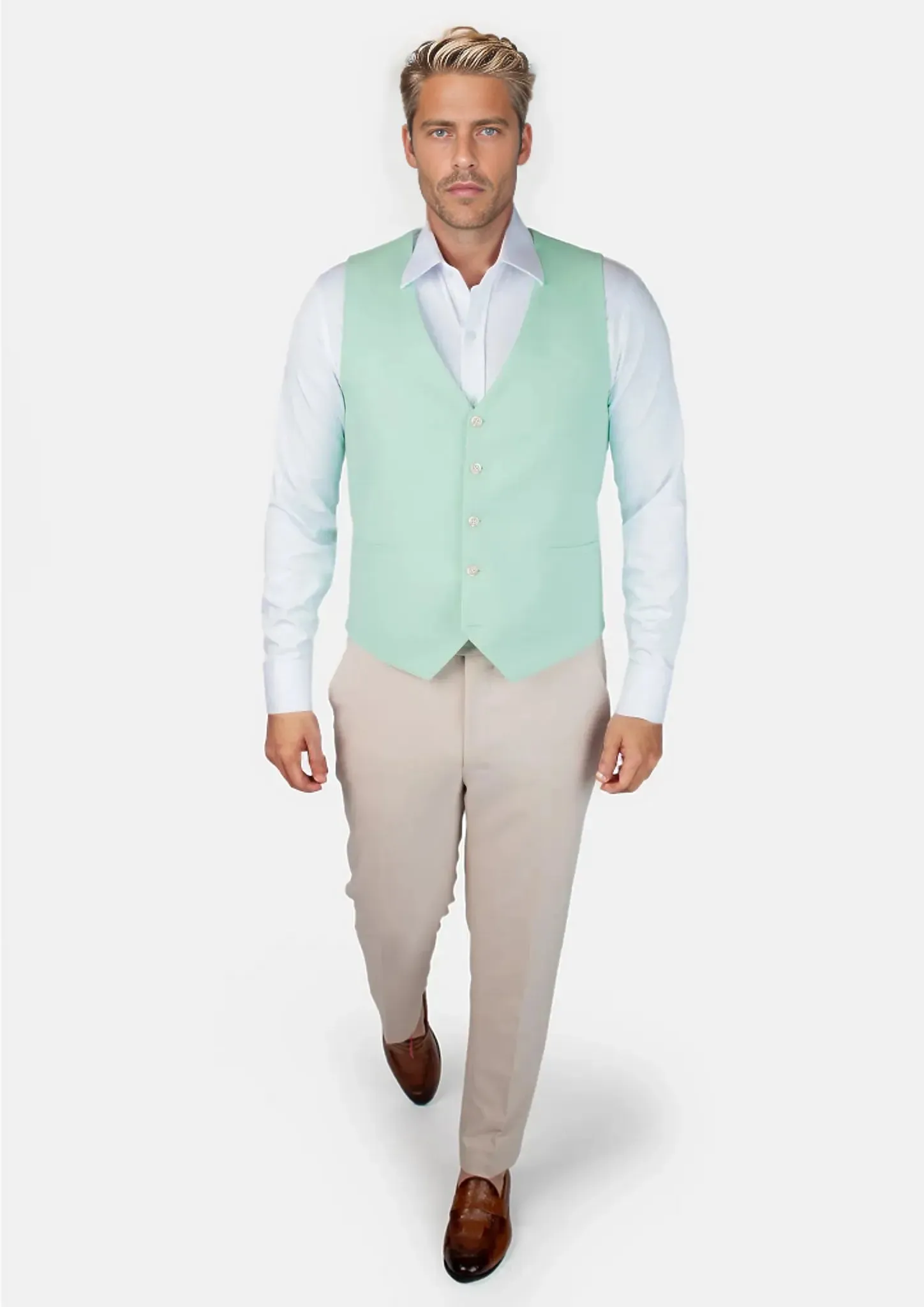 Mint Green Linen Blend Vest
