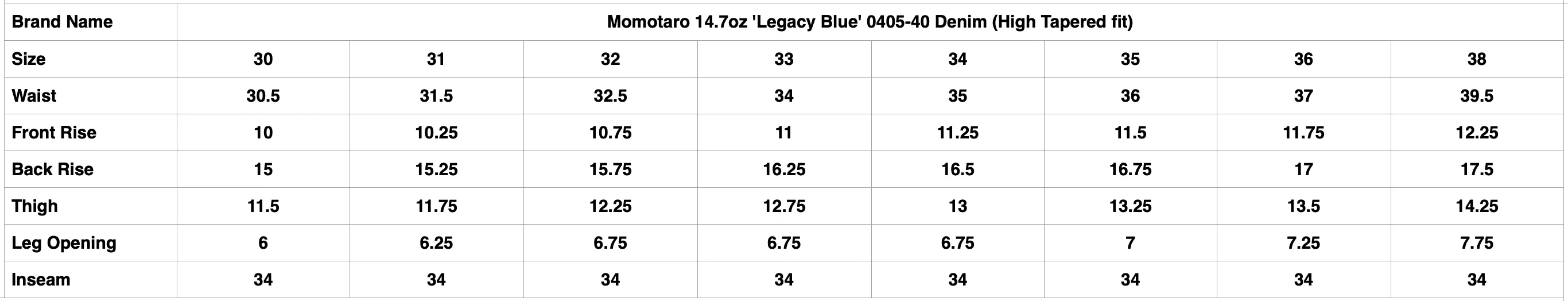 Momotaro 14.7oz 'Legacy Blue' 0405-40 Denim (High Tapered fit)