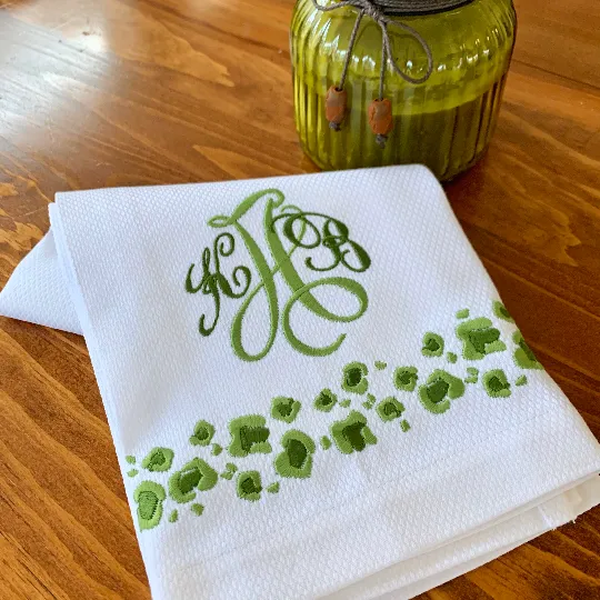 Monogrammed Leopard Trim Guest Towel