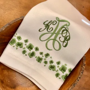 Monogrammed Leopard Trim Guest Towel