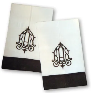 Monogrammed Linen Color Trim Towels - Set of Two