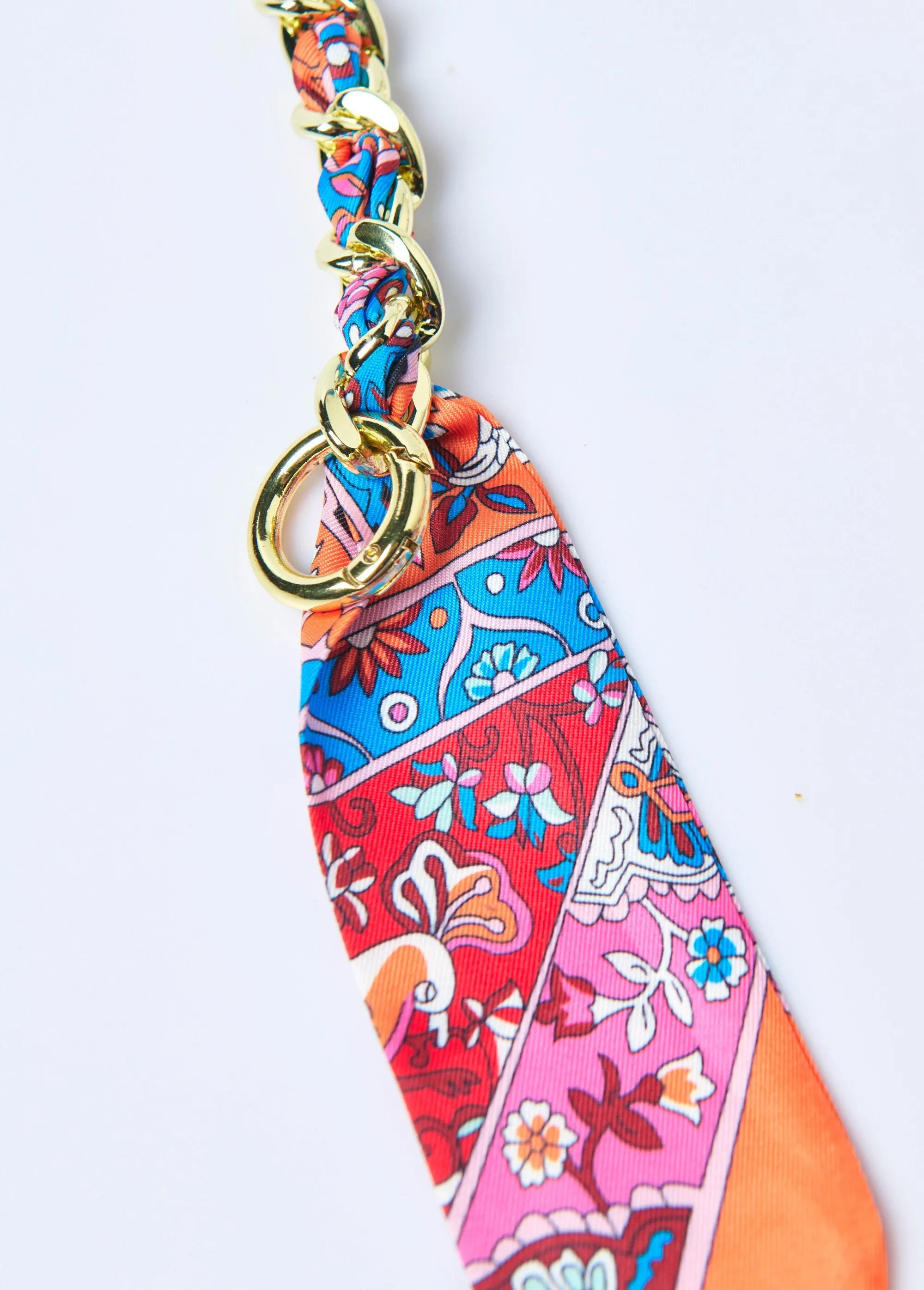 Multifunctional bag chain, floral scarf