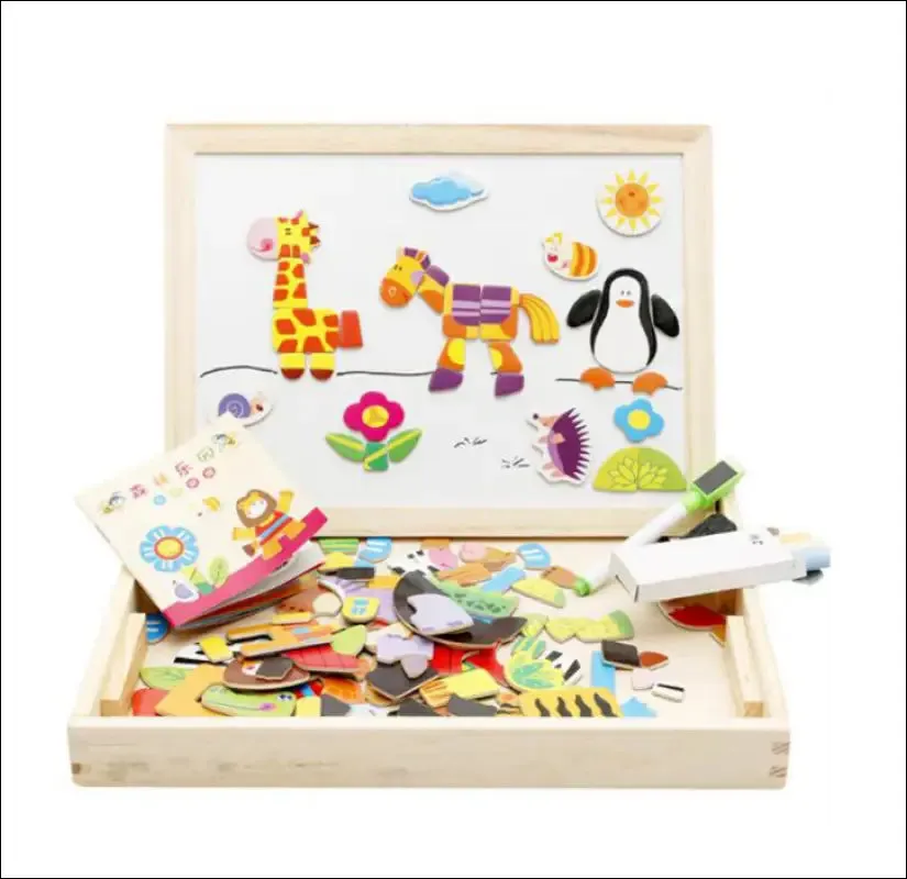 Multifunctional magnetic kids puzzle drawing board educational toys learning wooden puzzles toys