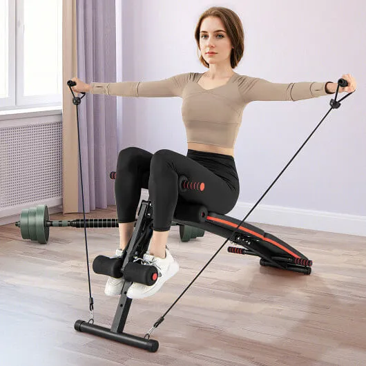 Multifunctional Sit up Bench 4 Position Adjustable Metal Workout Bench - Color: