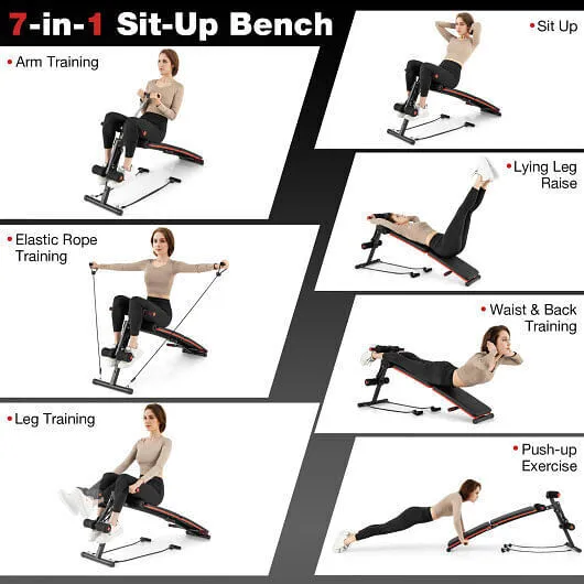 Multifunctional Sit up Bench 4 Position Adjustable Metal Workout Bench - Color: