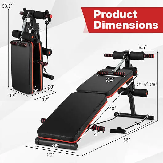 Multifunctional Sit up Bench 4 Position Adjustable Metal Workout Bench - Color: