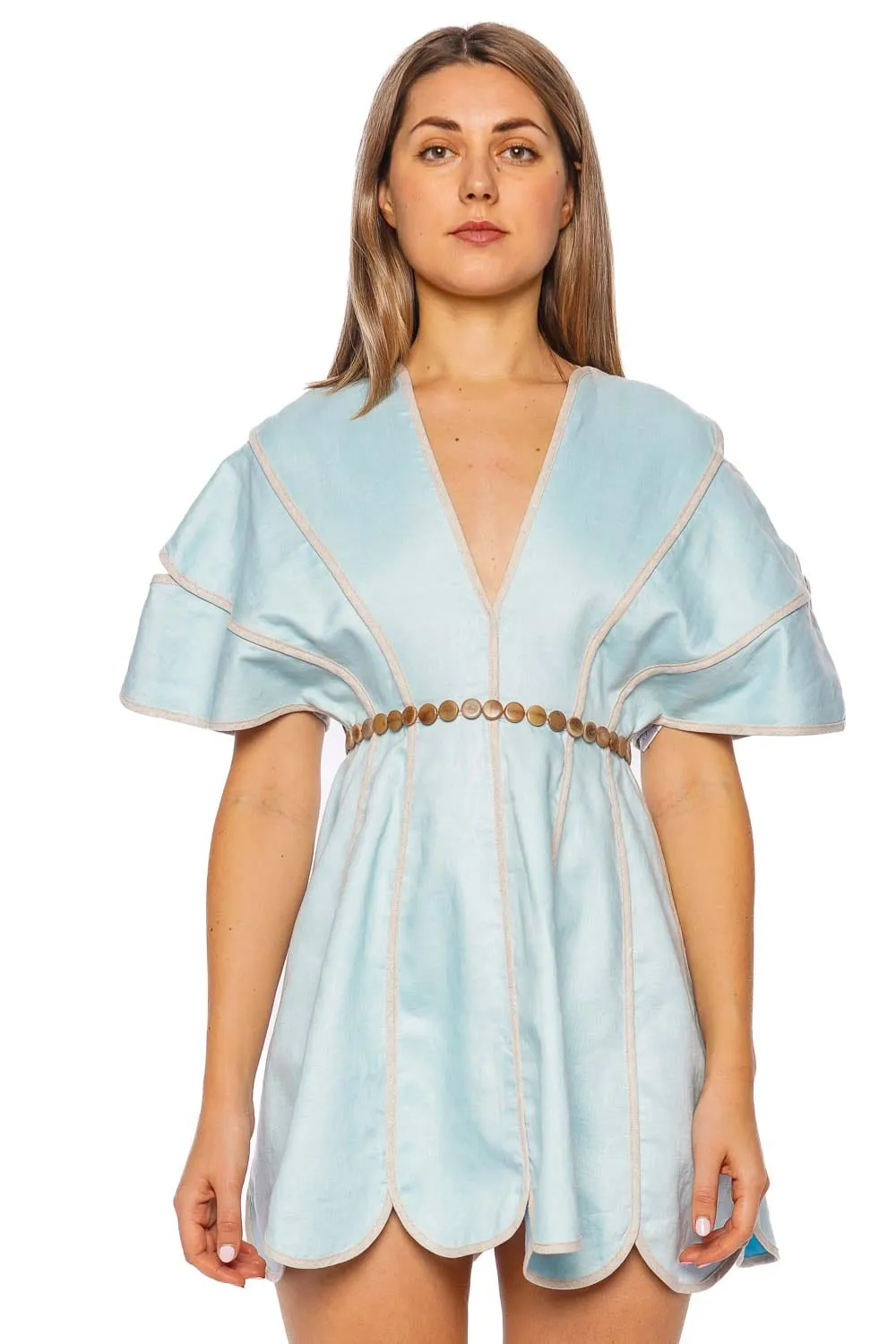 Namika Scalloped Linen Mini Dress