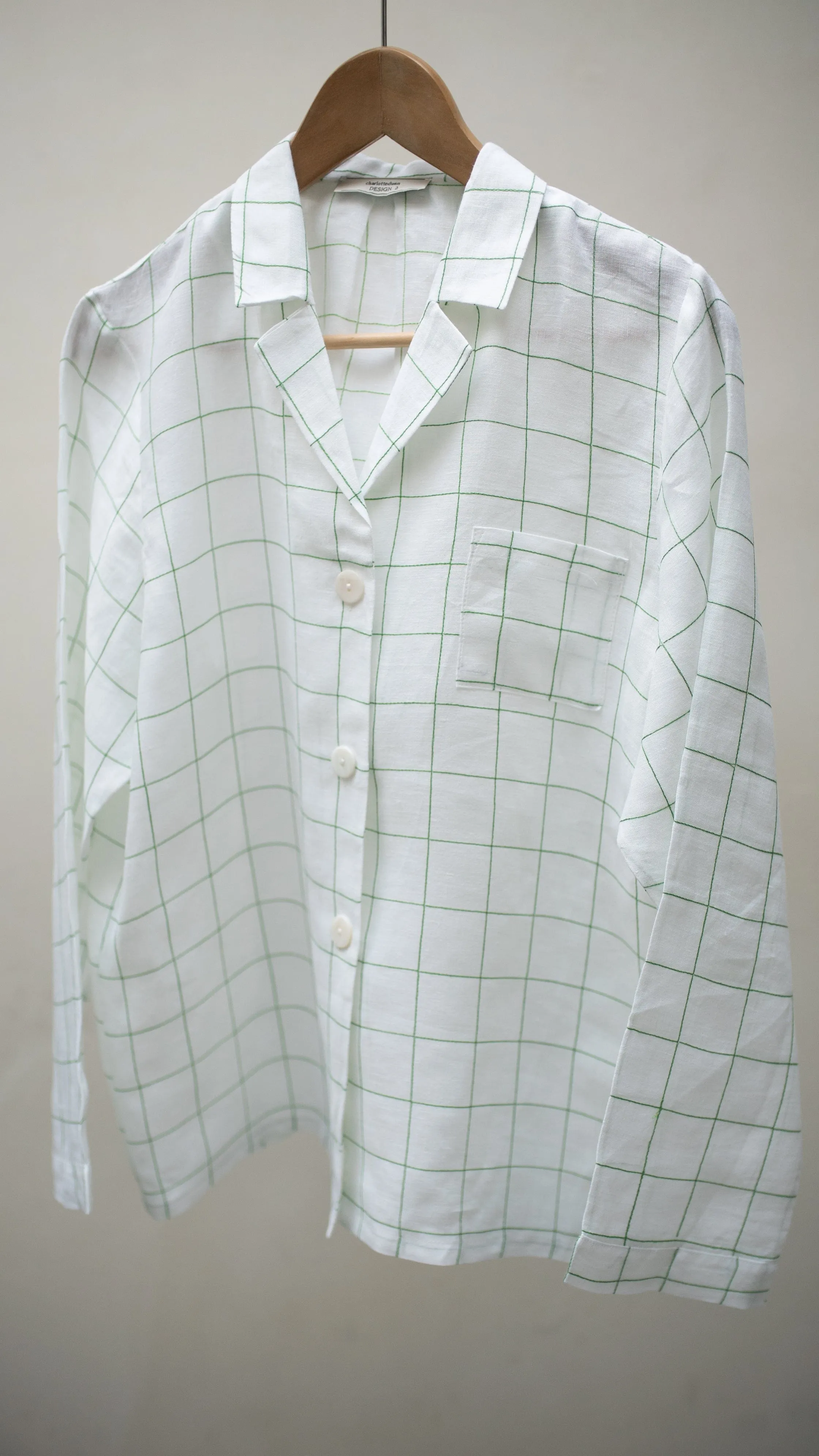 Natural Edition Check Linen Pyjama Set | Long