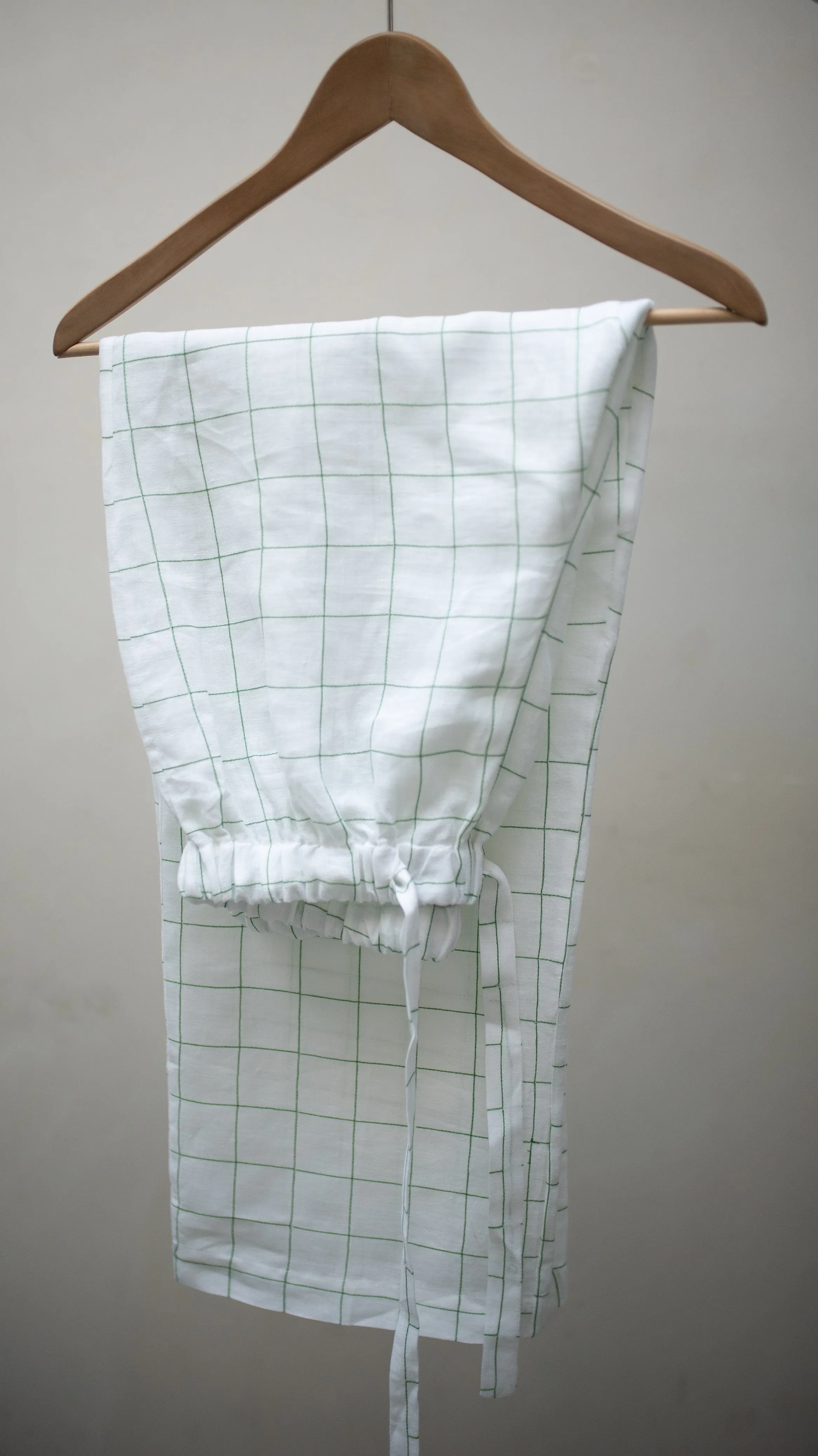 Natural Edition Check Linen Pyjama Set | Long